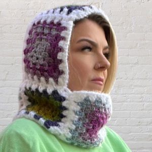 Granny Square Crochet Balaclava | Hooded Cowl